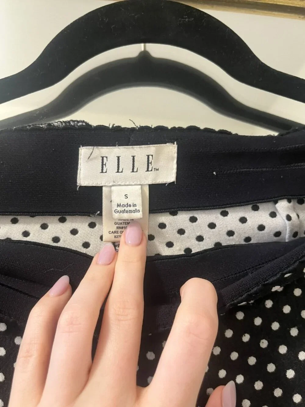 Elle Polka Dot Skinny Work Pant with Elastic Waistband, Size S